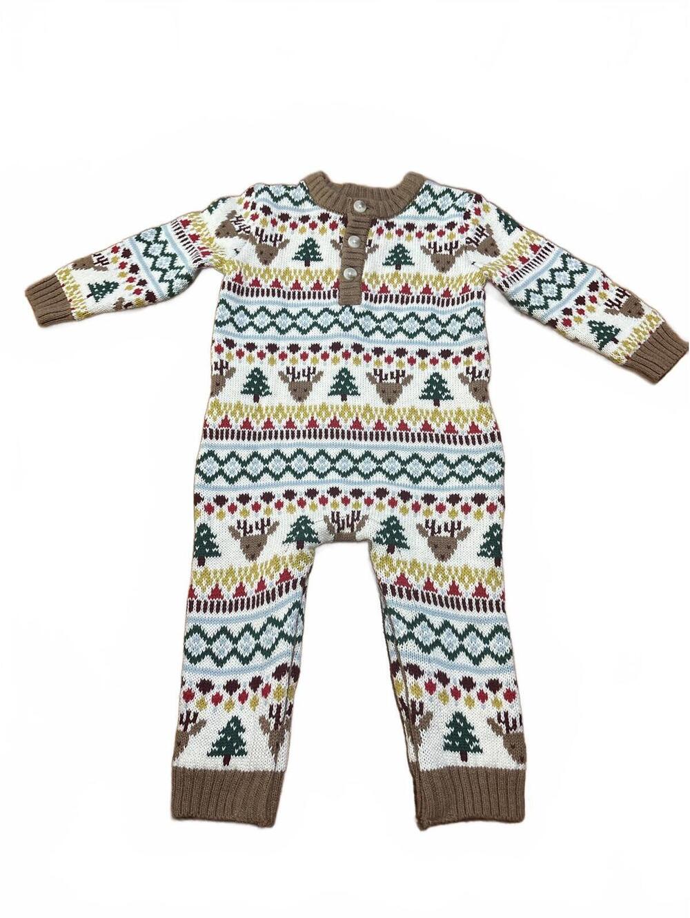 New Old Navy Baby Knit Holiday Romper Reindeer Size 12 18 months Boys girls